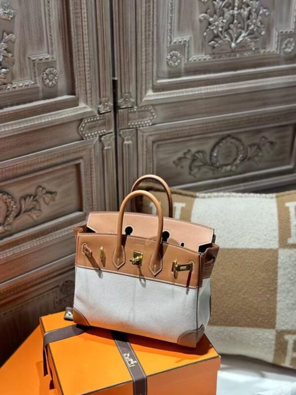 DDMode Birkin Toile 25CM CK37 Gold Calf Leather / Canvas GHW