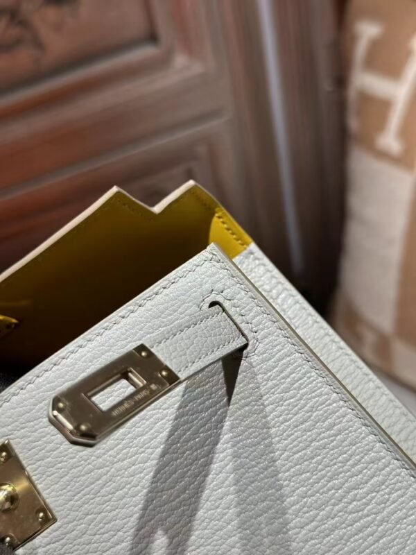 DDMode Hermes Chevre Leather Mini Kelly 19CM 80 Gris Pearl / 9D Amber Light GHW