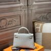DDMode Hermes Chevre Leather Mini Kelly 19CM 80 Gris Pearl / 9D Amber Light GHW