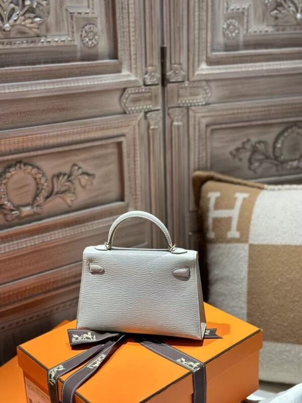 DDMode Hermes Chevre Leather Mini Kelly 19CM 80 Gris Pearl / 9D Amber Light GHW
