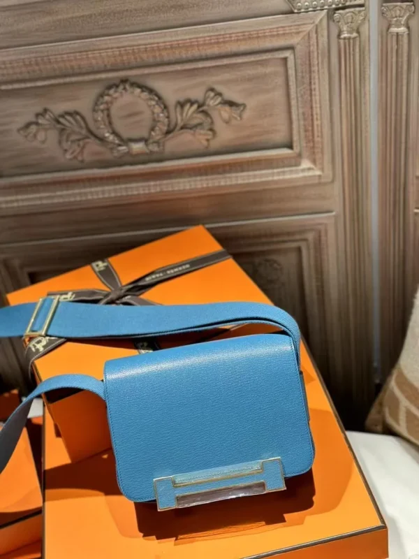 DDMode Hermes Geta 20CM D2 Blue Jean Chevre Leather GHW Hardware