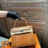 DDMode Hermes Kelly 25CM CK37 Gold Matte Barenia Crocodile PHW
