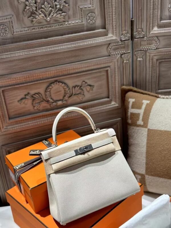 DDMode Hermes Kelly 28CM Tote Bag Togo Leather CK10 Craie PHW