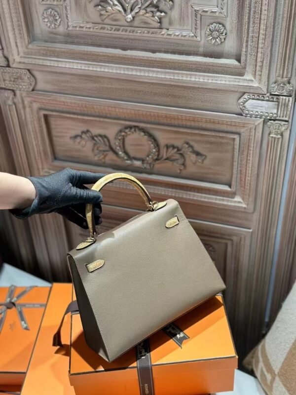 DDMode Hermes Kelly Touch 25CM Madame 18 Etoupe / 1i Dust Shiny Crocodile Light GHW Hardware