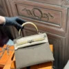 DDMode Hermes Kelly Touch 25CM Madame 18 Etoupe / 1i Dust Shiny Crocodile Light GHW Hardware