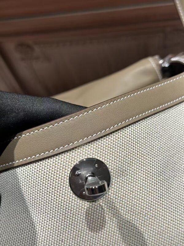 DDMode Hermes Lindy 26CM Swift Leather CK18 Etoupe / Beige Canvas PHW Hardware