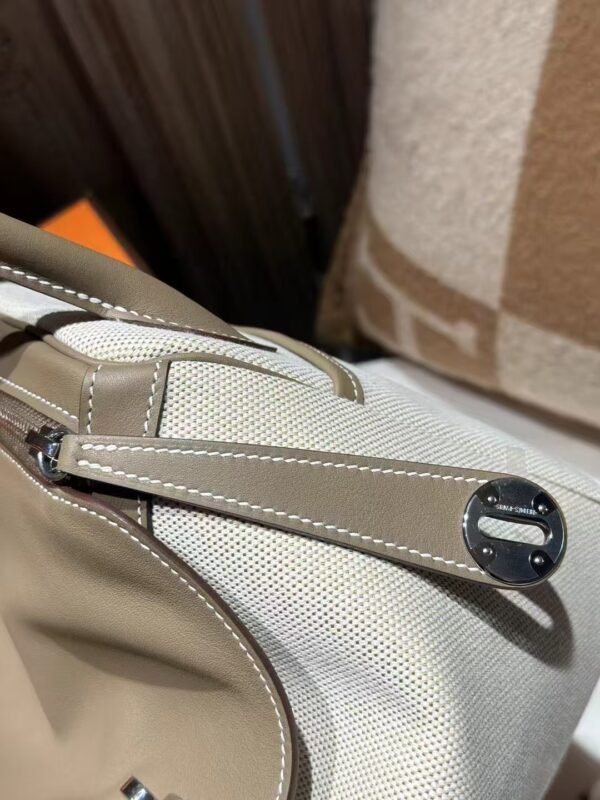 DDMode Hermes Lindy 26CM Swift Leather CK18 Etoupe / Beige Canvas PHW Hardware