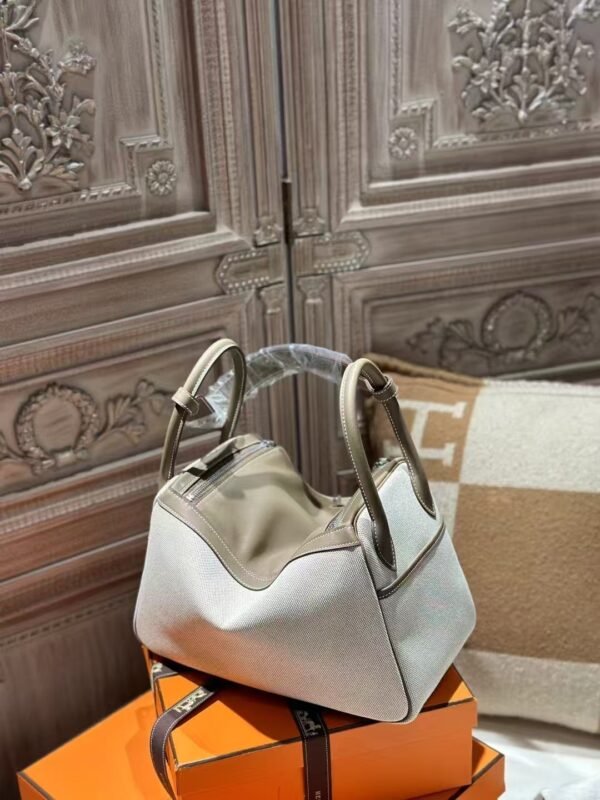 DDMode Hermes Lindy 26CM Swift Leather CK18 Etoupe / Beige Canvas PHW Hardware