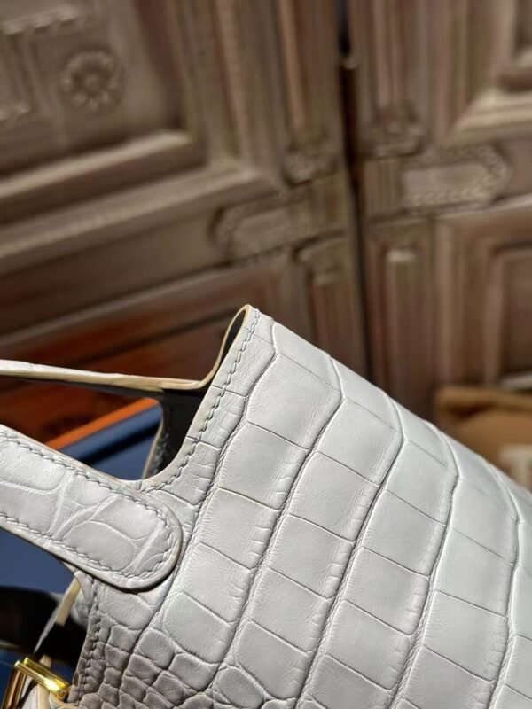 DDMode Hermes Matte Crocodile Leather Picotin Lock 14CM CK80 Gris Pearl PHW