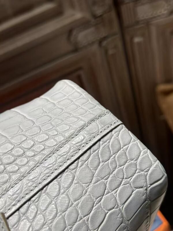 DDMode Hermes Matte Crocodile Leather Picotin Lock 14CM CK80 Gris Pearl PHW
