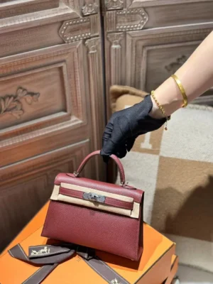 DDMode Hermes Mini Kelly 19CM Epsom Leather CK55 Rouge H PHW