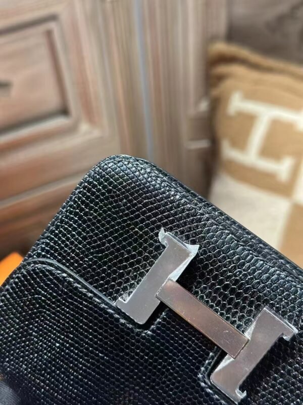 DDMode Hermes Wallet Lizard Leather Constance Slim CK89 Noir PHW