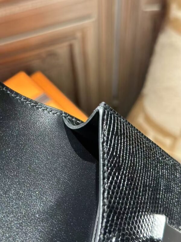 DDMode Hermes Wallet Lizard Leather Constance Slim CK89 Noir PHW