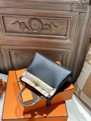 DDMode Kelly 25CM Swift 89 Black / 1B Ombre Lizard Leather PHW