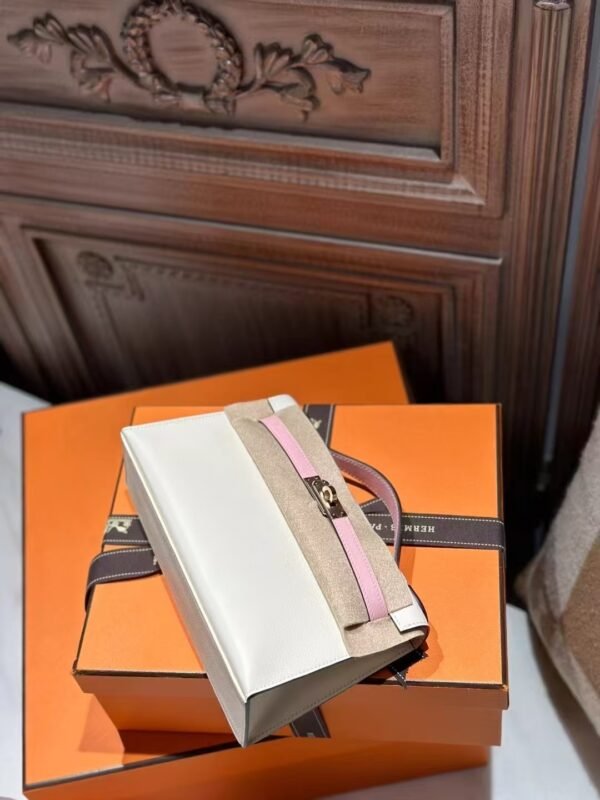 DDMode Kelly Pochette 22CM Swift Leather I2 Nata / 3Q Rose Sakura Rose GHW