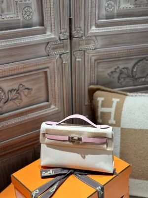 DDMode Kelly Pochette 22CM Swift Leather I2 Nata / 3Q Rose Sakura Rose GHW