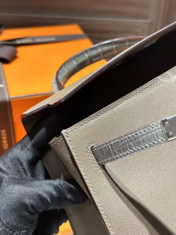 DDMode Kelly Touch 25CM CK18 Etoupe Madame Leather / CK81 Gris Tourterelle Shiny Crocodile PHW