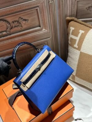 DDMode Kelly Touch 25CM S4 Deep Blue Madame Leather / Shiny Crocodile PHW