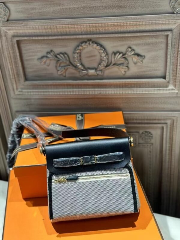 DDMode Mini Herbag 20CM Balck Leather / White Canvas GHW
