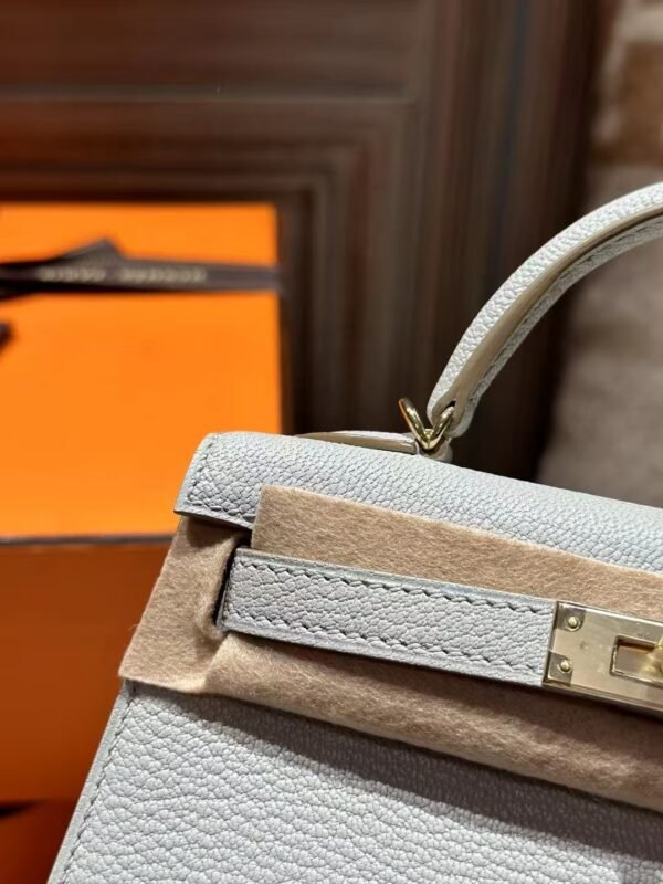DDMode Mini Kelly 19CM Chevre Leather 80 Gris Pearl / 81 Gris Tourterelle Light GHW