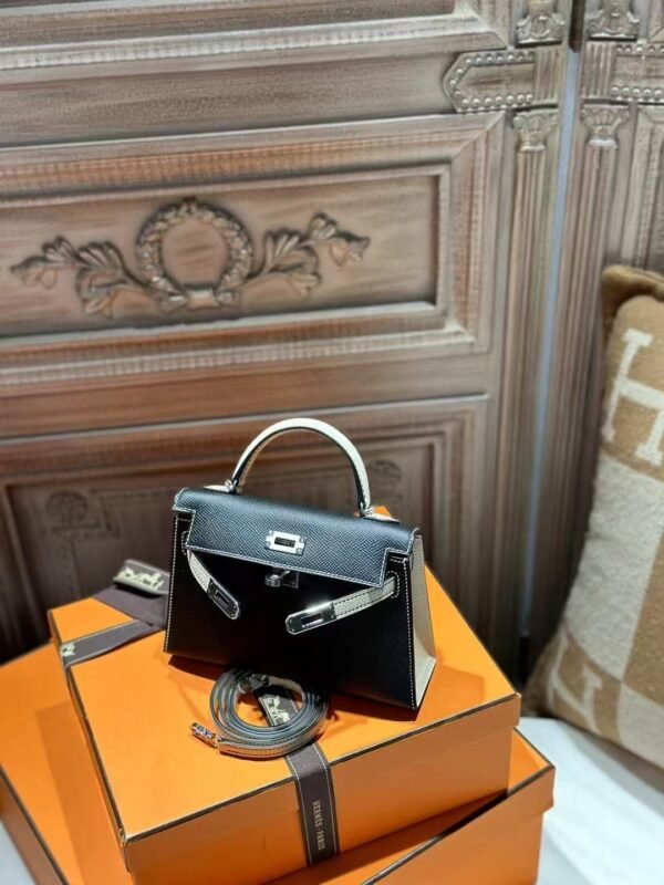 DDMode Mini Kelly 19CM Epsom CK89 Black / CK10 Craie PHW