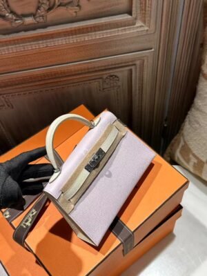 DDMode Mini Kelly 19CM Epsom Leather 09 Mauve Pale / CK10 Craie Horseshoe Stamp PHW