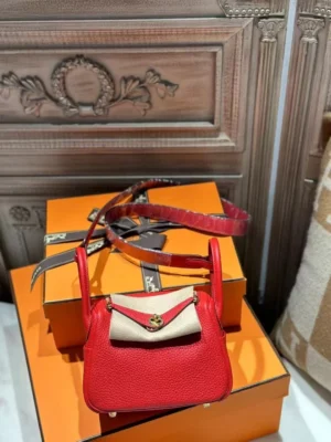 DDMode Mini Lindy 20CM TC Leather Q5 Rouge Casaque GHW