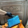 DDMode Suede Leather Kelly Pochette 22CM Clutch Bag 7B Turquoise GHW
