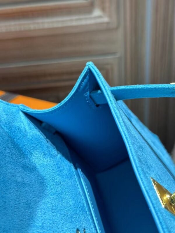 DDMode Suede Leather Kelly Pochette 22CM Clutch Bag 7B Turquoise GHW