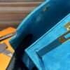 DDMode Suede Leather Kelly Pochette 22CM Clutch Bag 7B Turquoise GHW