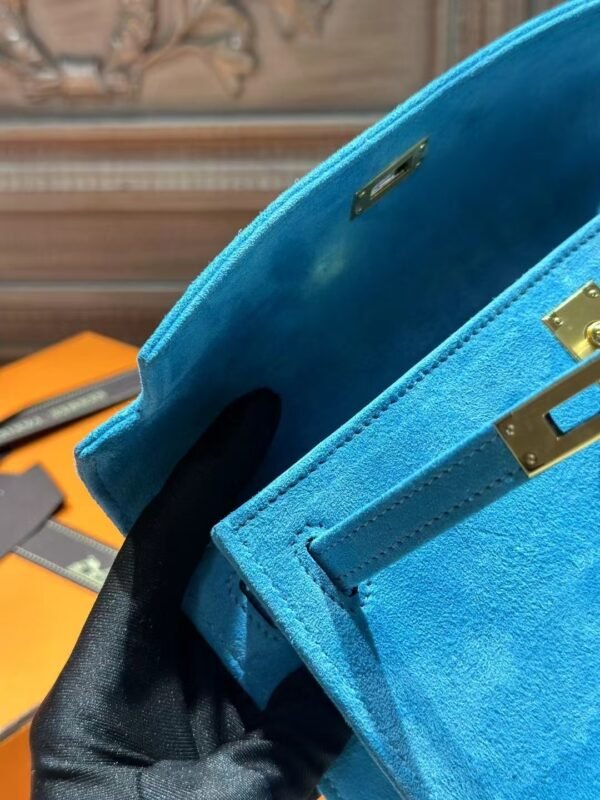 DDMode Suede Leather Kelly Pochette 22CM Clutch Bag 7B Turquoise GHW