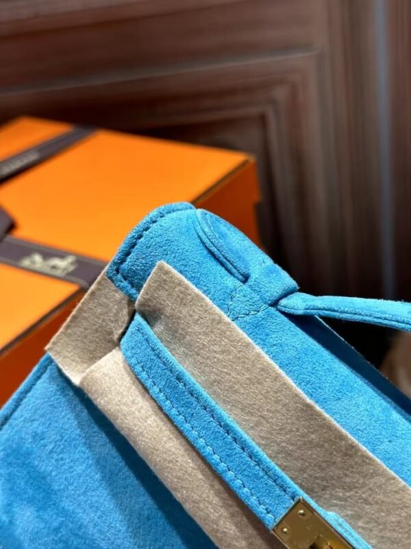 DDMode Suede Leather Kelly Pochette 22CM Clutch Bag 7B Turquoise GHW