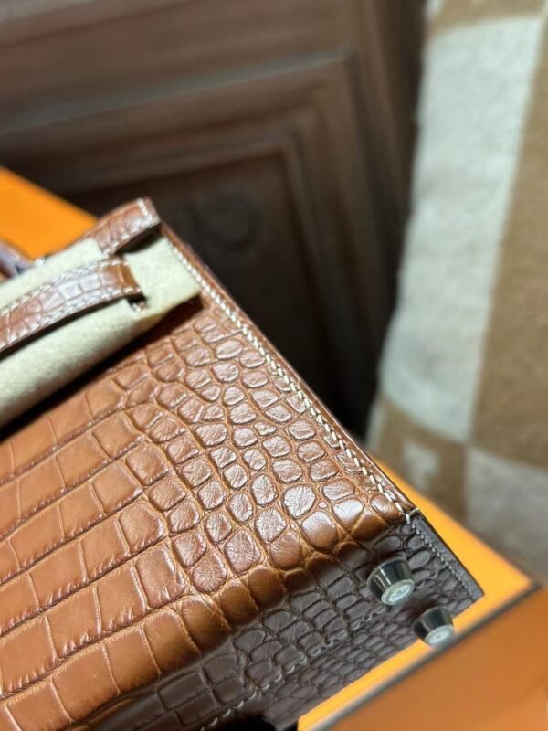 DDMode Hermes Mini Kelly 19CM Clutch Bag CK37 Gold Matte Barenia Crocodile PHW