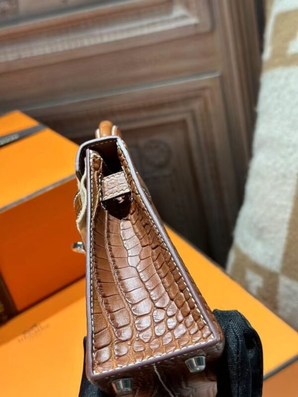 DDMode Hermes Mini Kelly 19CM Clutch Bag CK37 Gold Matte Barenia Crocodile PHW