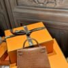 DDMode Hermes Mini Kelly 19CM Clutch Bag CK37 Gold Matte Barenia Crocodile PHW