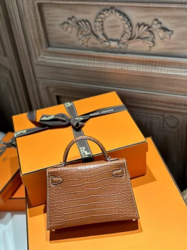 DDMode Hermes Mini Kelly 19CM Clutch Bag CK37 Gold Matte Barenia Crocodile PHW