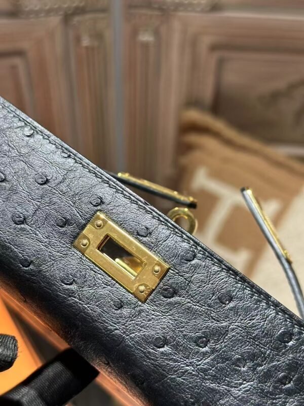 DDMode Hermes Ostrich Leather Mini Kelly 19CM CC89 Noir GHW