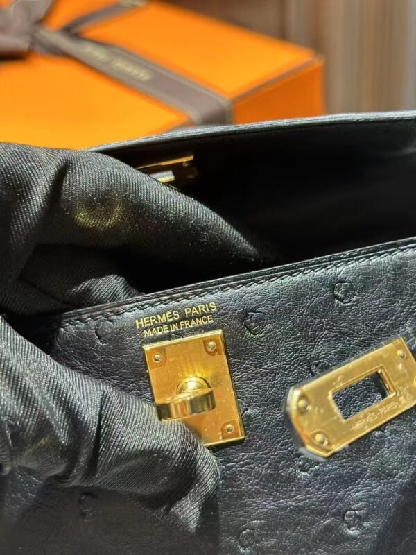 DDMode Hermes Ostrich Leather Mini Kelly 19CM CC89 Noir GHW
