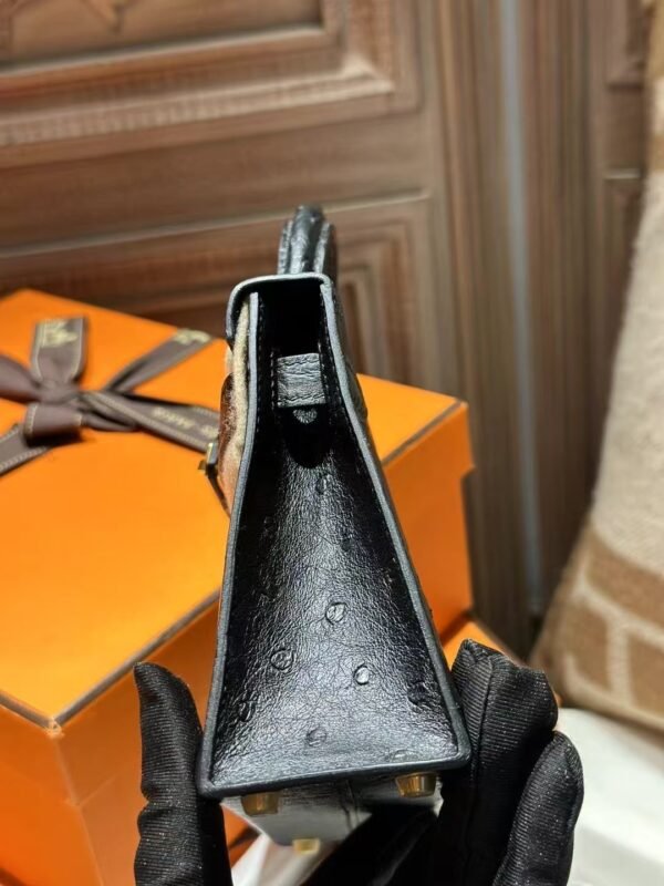 DDMode Hermes Ostrich Leather Mini Kelly 19CM CC89 Noir GHW
