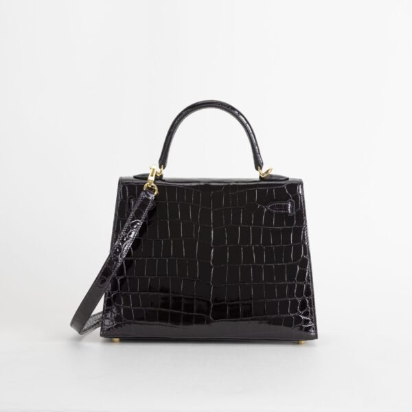 DDMode Full Handmade kelly sellier 25cm Shiny Niloticus Crocodile N5 Cassis GHW