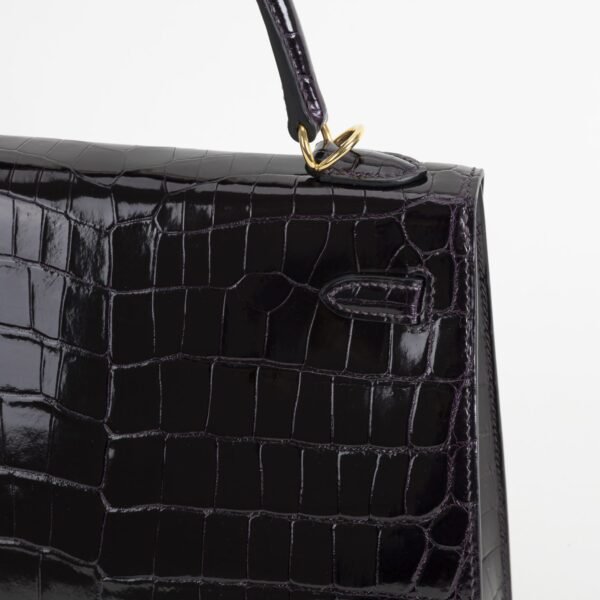 DDMode Full Handmade kelly sellier 25cm Shiny Niloticus Crocodile N5 Cassis GHW