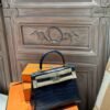 DDMode Kelly Bag 25CM Matte Crocodile Leather 78 Bleu Marine SHW