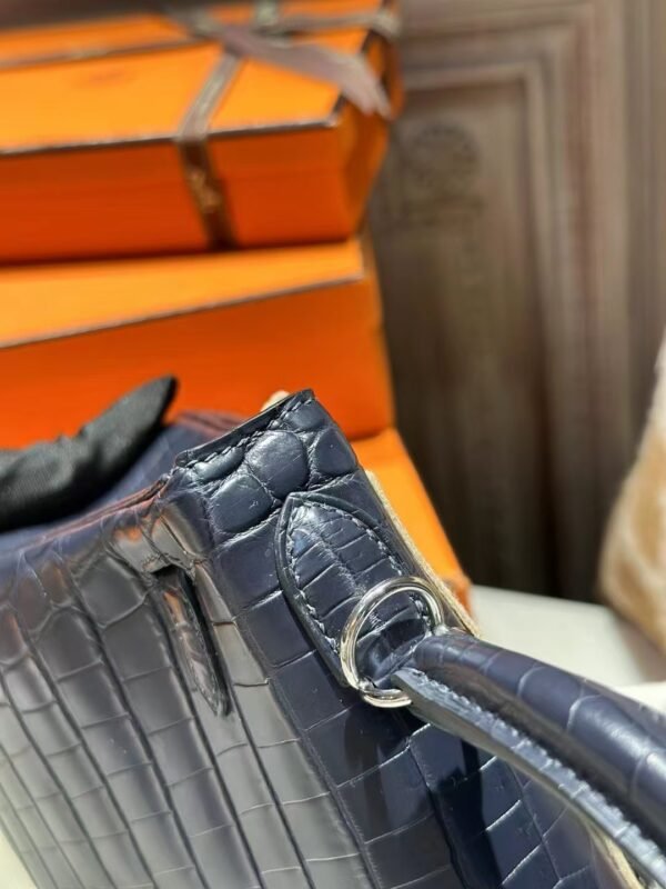 DDMode Kelly Bag 25CM Matte Crocodile Leather 78 Bleu Marine SHW