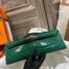 DDMode Kelly Cut 31CM 6Q Vert Emeraude Shiny Porosus Clutch Bag GHW