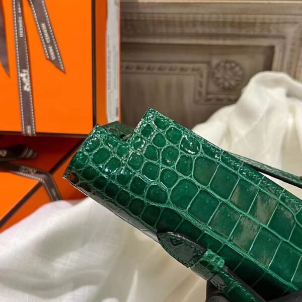 DDMode Kelly Cut 31CM 6Q Vert Emeraude Shiny Porosus Clutch Bag GHW
