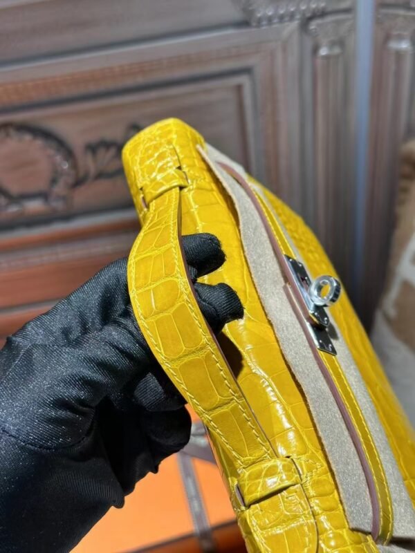 DDMode Kelly Pochette 22CM 9D Amber Women’s Evening Bag Shiny Crocodile SHW