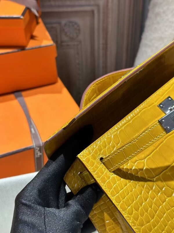DDMode Kelly Pochette 22CM 9D Amber Women’s Evening Bag Shiny Crocodile SHW