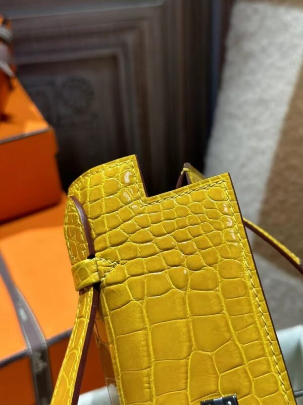 DDMode Kelly Pochette 22CM 9D Amber Women’s Evening Bag Shiny Crocodile SHW