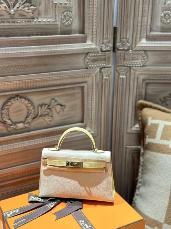 DDMode Mini Kelly 19CM Epsom 10 Craie /1Z Jaune Poussin Light GHW