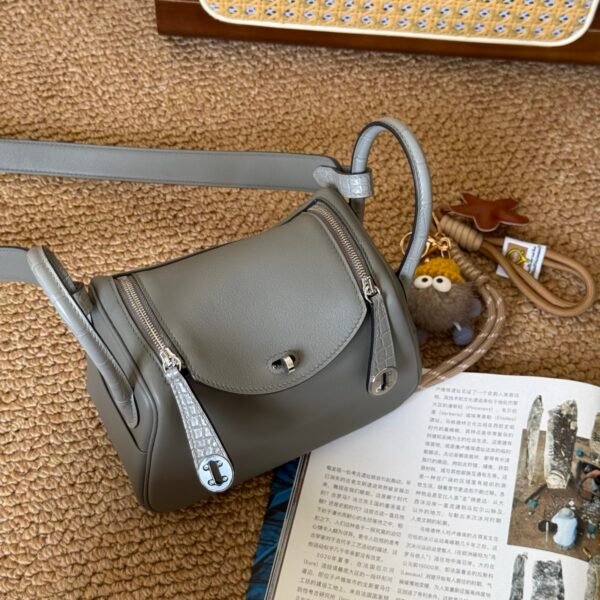 DDMode Mini Lindy Touch 20CM 0L Gris Meyer Swift Leather Crocodile Leather SHW